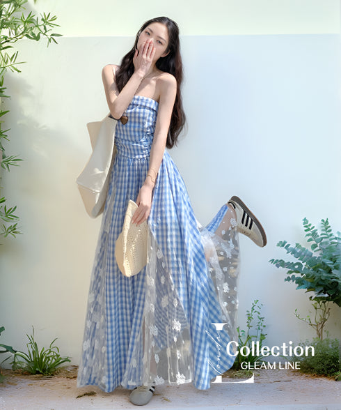 Gingham Sheer Dress